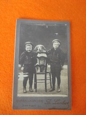 Photo CDV children dog on chair photog. Lambert O-61