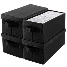 Lot de 4 boîtes de rangement pour CD, DVD, 36 x 16 x 14 cm, pour étagère DVD CD