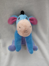Doudou peluche assis  BOURRIQUET 22cm bleu turquoise rose violet disney nicotoy