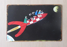 HADDOCK-FUSEE-OBJECTIF LUNE-TOURNESOL-DUPONT- PLAQUE ALU  - TINTIN -P