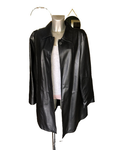 Joli manteau cuir nappa noir - nappa,