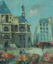 Tableau ancien  Paysage Paris