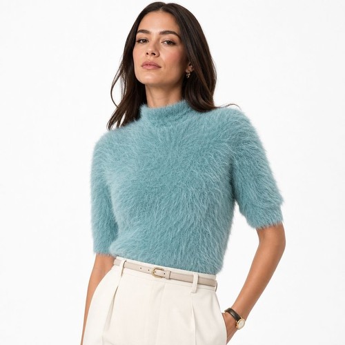 Nwt fuzzy light teal pullover - light,