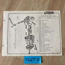 Gurtner carburateur CD10 537 Velovap GA10 620 VAP 630 liste pièce détachée