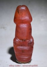 3.2 "Chine Red Mountain Culture cristal rouge sculpté pénis phallus pendentif M4