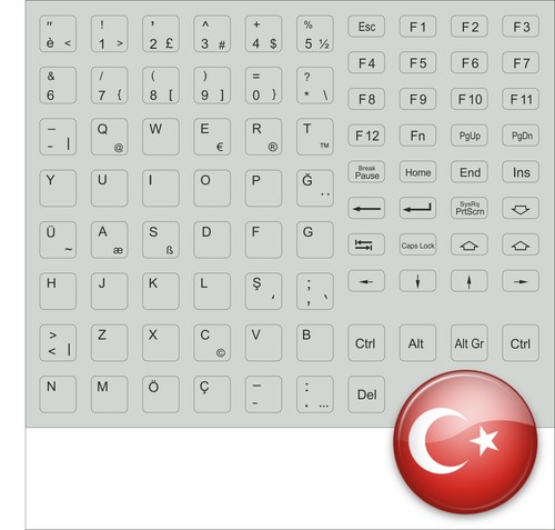 Autocollant clavier turc - autocollant,