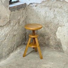 Tabouret à Vis Tripode - Architecte Horloger Atelier - Hêtre Massif - Vintage