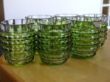 VINTAGE SIX CORDIALS  GLASSES CRYSTAL VAL ST LAMBERT GREEN MOUSSE