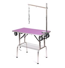 Table De Toilettage Mobile Portable Pour Chien Avec Roues, Bras Et Noeud En PU