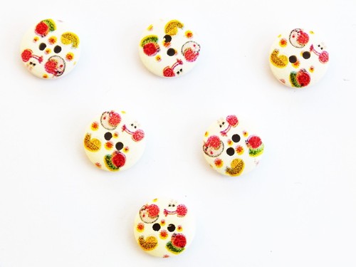 Lot boutons bois rond - lot, 6