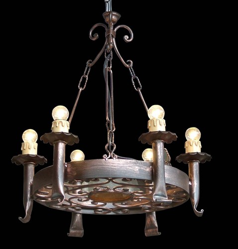 Lustre rustique fer forgé - forgé, 6