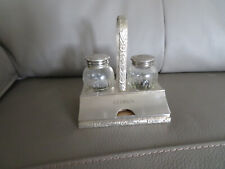 présentoir sel poivre en porte cure-dent en métal argenté alpakka
