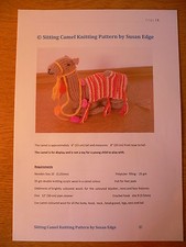 SITTING CAMEL KNITTING PATTERN FOR 8" (20 CMS) NATIVITY CAMEL -WITH REIN WOOL