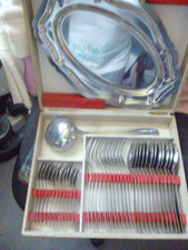 Ménagère Ancienne Inox Service 37 Couverts Coffret  Vintage art déco + plat inox