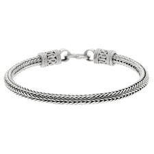 Silverly Argent Bali oxyde Serpent ble chaine S Crochet Bracelet Homme