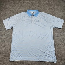 FootJoy Chariot Run Polo Shirt Men's XXL Relaxed Blue White Striped Collared
