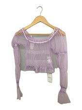Charles Chaton Sheer Shirring Blouse Nylon Purple Free Used