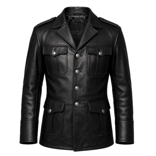 Veste cuir campagne noir - cuir,