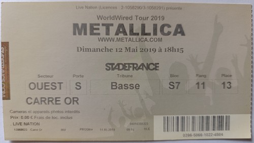 Metallica ticket billet - ticket,