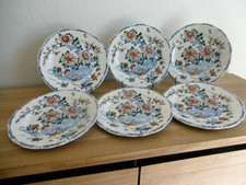 SIX ASSIETTES PLATES FAIENCE GIEN DECOR COQ PIVOINES Lot 1.