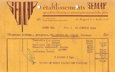 1933 SPECIALITES ELECTRIQUES MECHANIQUES AUTOMOBILES ETS SEMAP IN PARIS - M. BA