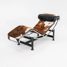 1980s Le Corbusier Perriand Jeanneret Fiocchi Italy LC4 Pony Hide Chaise Lounge