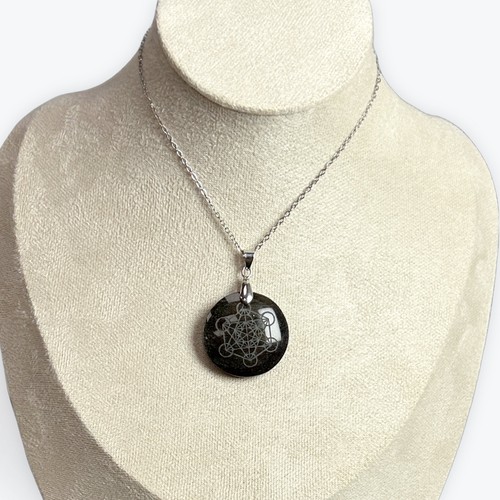 Pendentif rond obsidienne - pendentif,