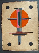 Russian avant-garde Bauhaus gouache watercolor painting probably 20th century