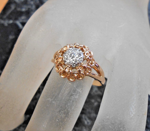 Bague ancienne rose - bague, 18