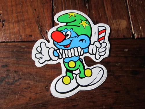 Autocollant schtroumpf clown - autocollant,