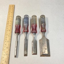 Buck Bros. Wood Chisel Set 4 Pc 1-1/2" 1/2" 3/8" & 1/4" Beveled Edge USA