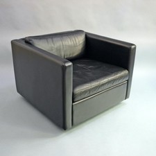 Fauteuil Club Knoll International 1051 Charles Pfister Cuir Noir 1GRÜ