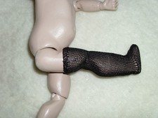 Poupée ancienne : Bas artisanaux en soie noire Taille 2 (Bleuette)