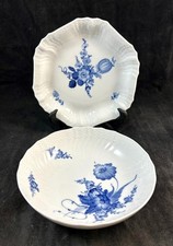Royal Copenhagen Blue Flowers Curved Hexagonal Cake Plate and Vegetable Bowl