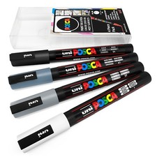 Université POSCA - PC-3M Art Marqueur Peinture Stylos - 4 Paquet Wallet - Gris