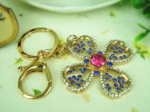 Porte cle fleur anneau - porte, +