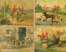 Lot of 4 Illustrated Hunting Cards