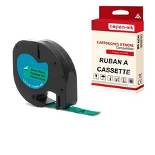 Ruban S0721640 91204 pour DYMO Letratag compatible noir sur fond vert x 1 pour