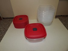 Rubbermaid Easy Find Red Vented Lids Food Storage Containers 5 Cup PACK OF 8 NEW