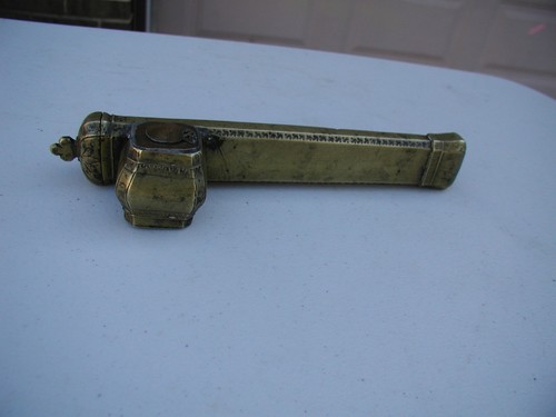 Antique brass pen - antique, case