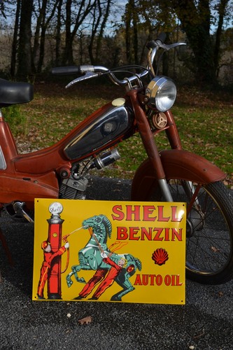 Plaque émaillée shell benzin - émaillée,