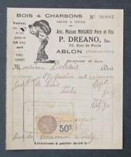 Invoice 1932 CHARCOAL WOOD DREANO MIGNEU ABLON illustrated header 50