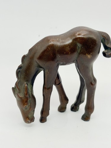Vintage bronze grazing foal - vintage,