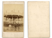 Paris, Manège au jardin Mabille vintage albumen print CDV. CDV, strip