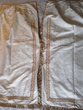 PAIR OF CURTAINS Conopée TABERNACLE/DAMASK SILK/HANDMADE/GOLDEN FRINGES/ALTAR/XXth