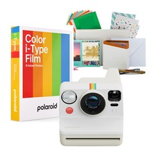 Polaroid Now Generation 3 Analog Pebble White Instant Camera and Film Kit Bundle