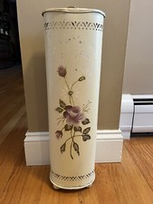Vintage Mid Century Tole Hand Painted Toilet Paper Holder Lavender & Cream ,RARE