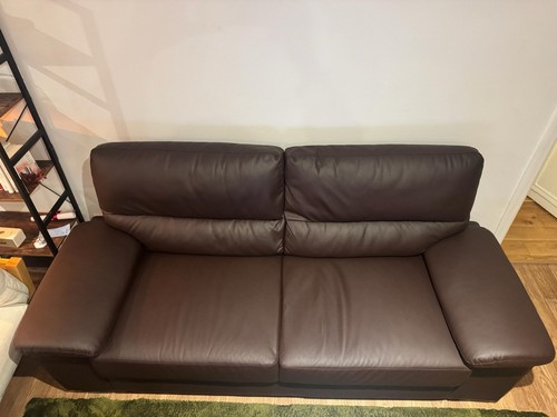 Canapé cuir places marron - cuir, 3