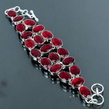 Bracelet bijou ancien fait main pierre précieuse forme ovale rubellite rose f...