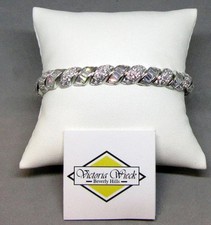 Victoria Wieck Sterling Silver Round & Baguette San Marco Bracelet, 8"